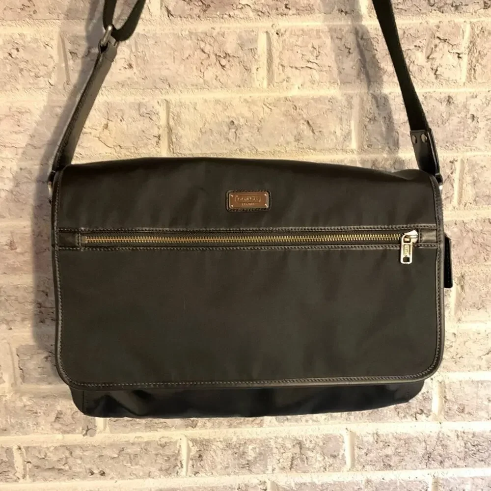 Coach Nylon Laptop Messenger Bag in Black with Silver Hardware
